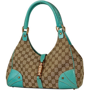 Gucci New Jackie Line GG Pattern Shoulder Bag Beige Light Blue